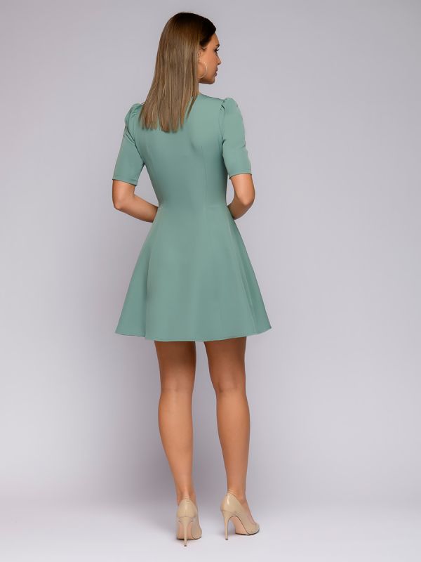 Wormwood colored dress with v-neck mini length