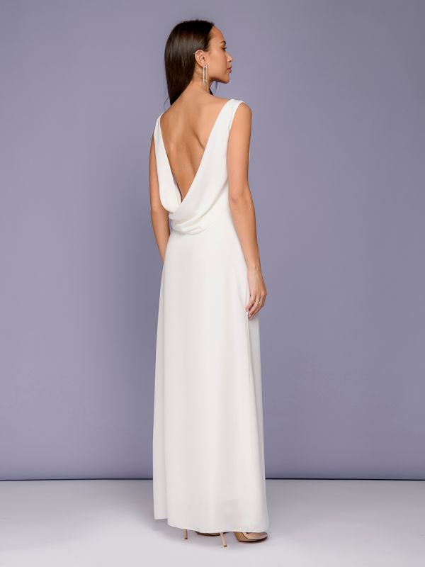 White sleeveless dress with open back