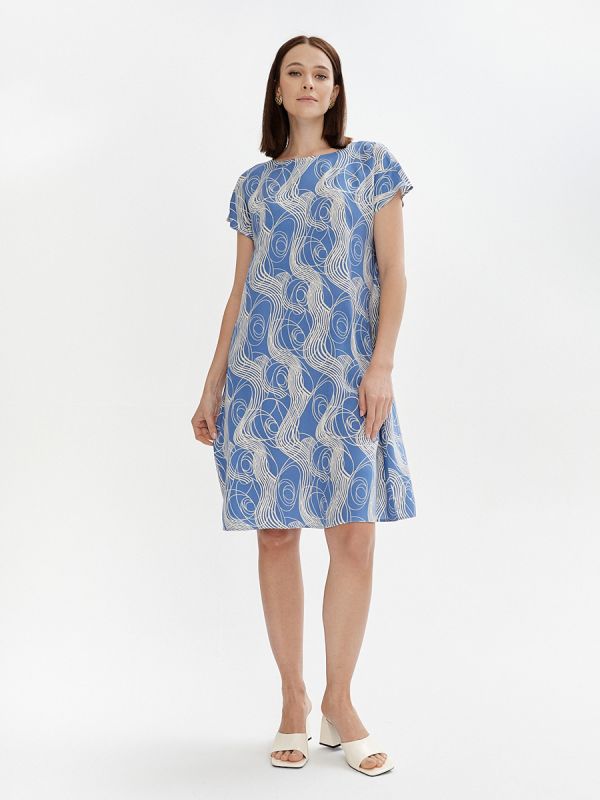 Blue print dress with pockets