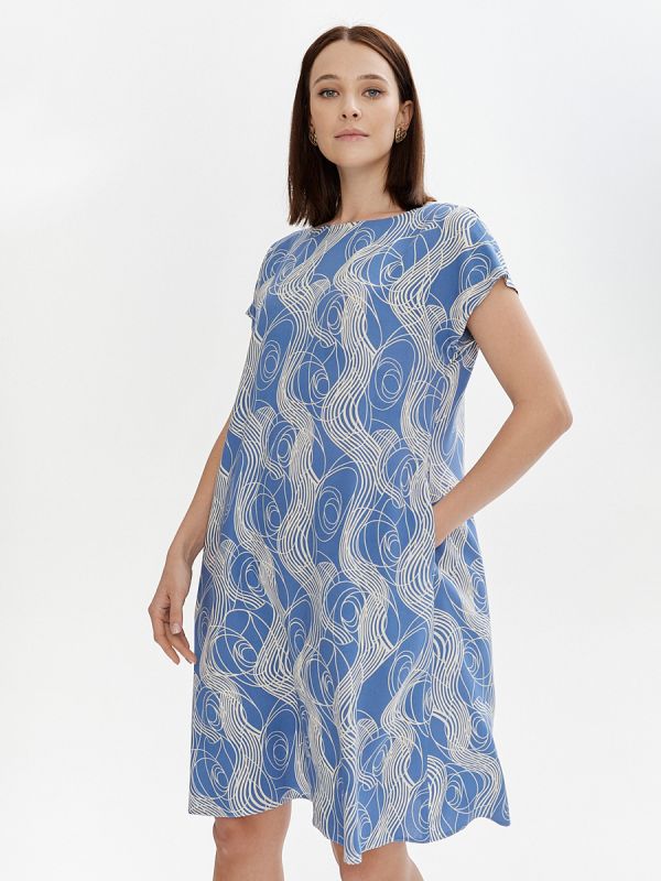 Blue print dress with pockets