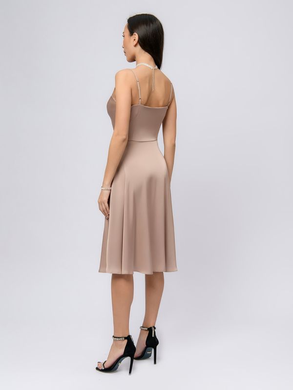 Light beige strappy midi length dress