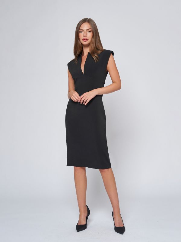 Black dress with deep neckline