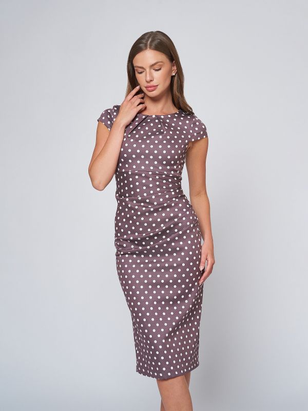 Coffee cotton polka dot dress