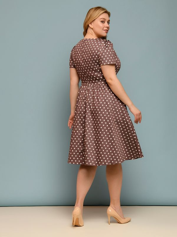 Retro beige polka dot dress