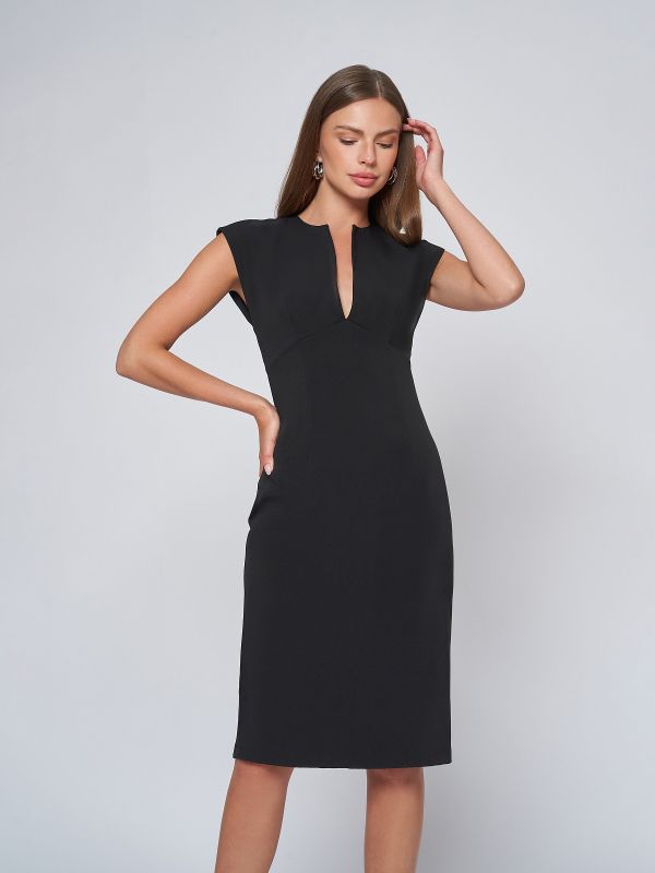 Black dress with deep neckline