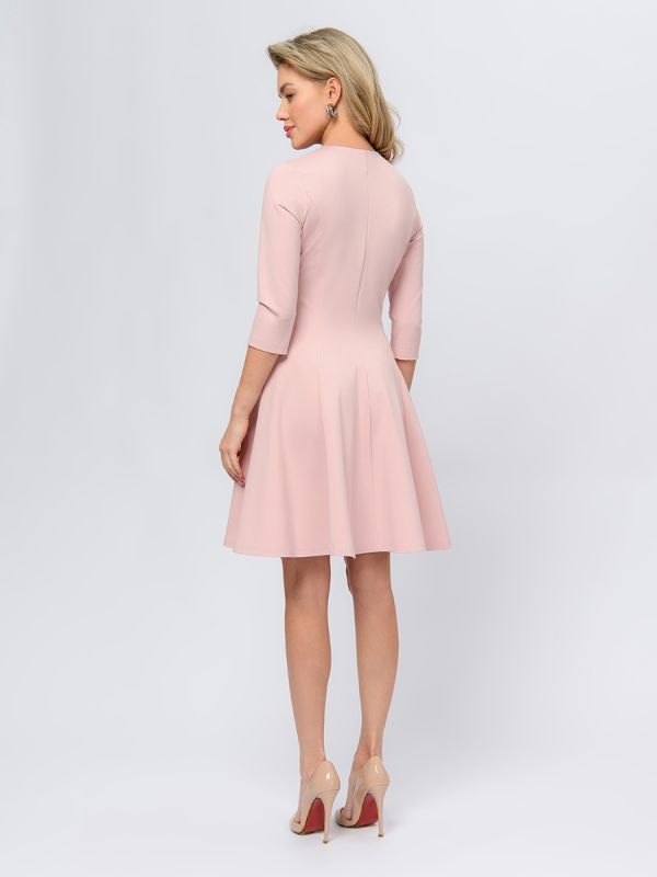 Pink color mini length dress with 3/4 sleeves