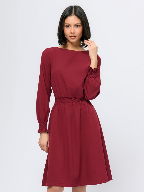 Cherry color dress with long sleeves