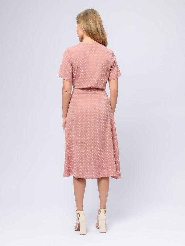 Pink polka dot dress with short sleeves