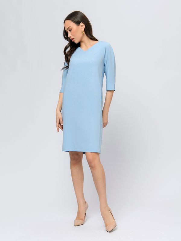 Blue color dress with 3/4 sleeves