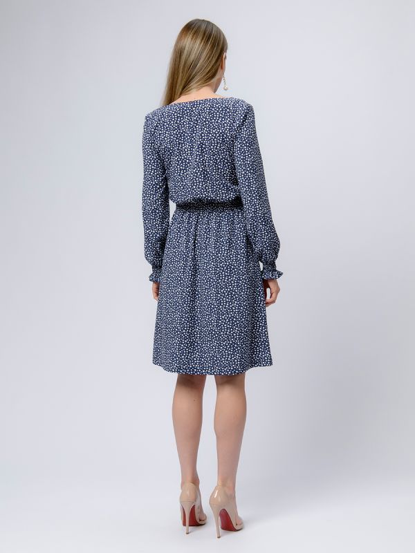 Blue print dress with long sleeves