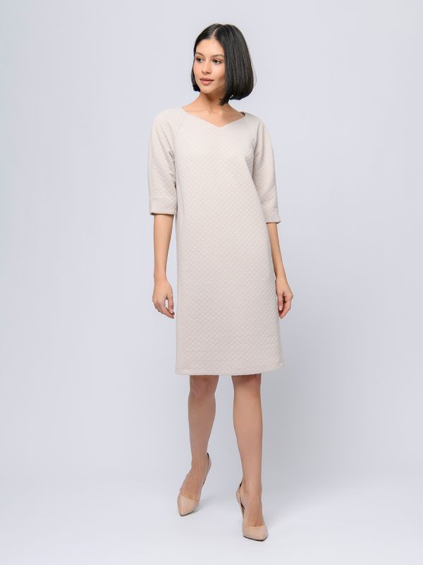 Beige color dress with 3/4 sleeves