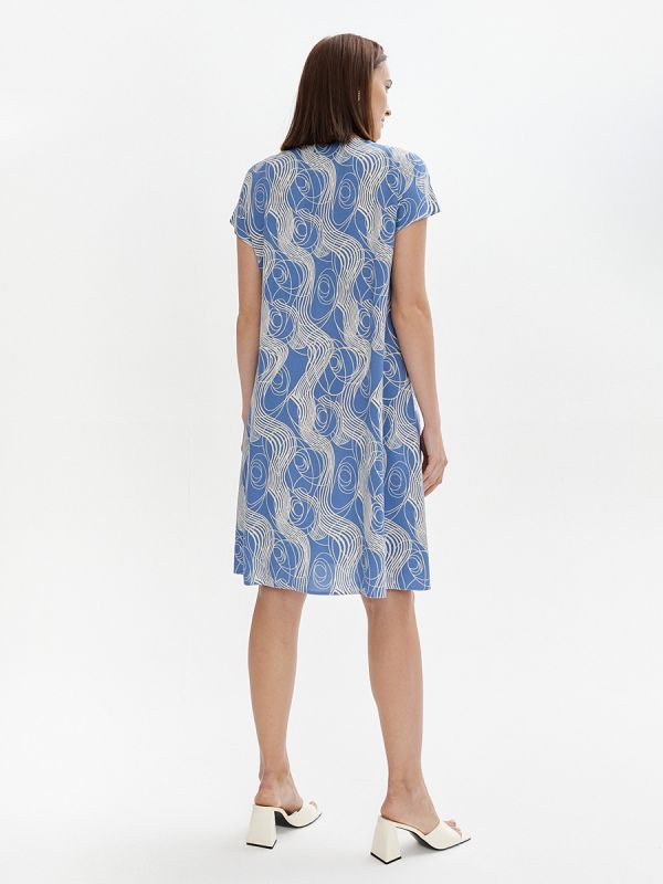 Blue print dress with pockets