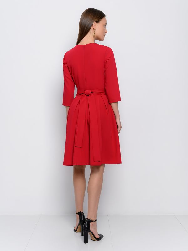 Raspberry mini length dress with 3/4 sleeves