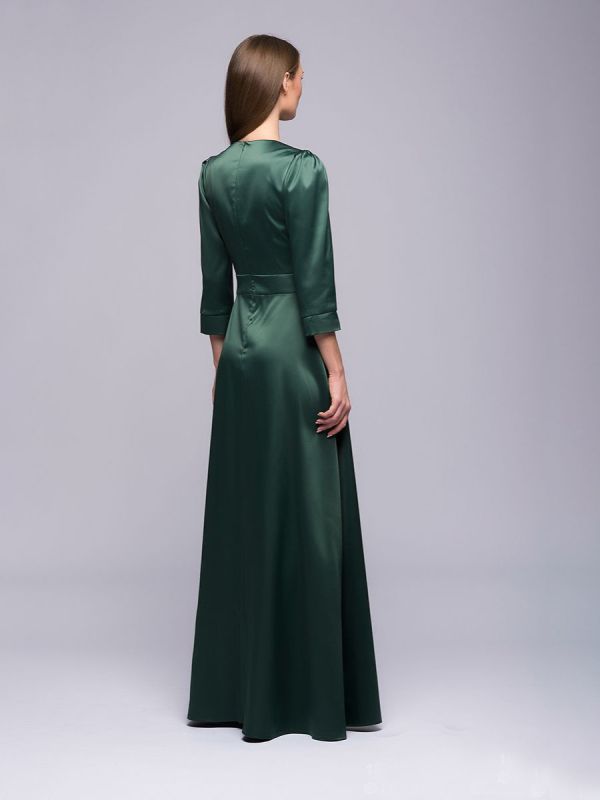 Emerald maxi dress with 3/4 sleeve