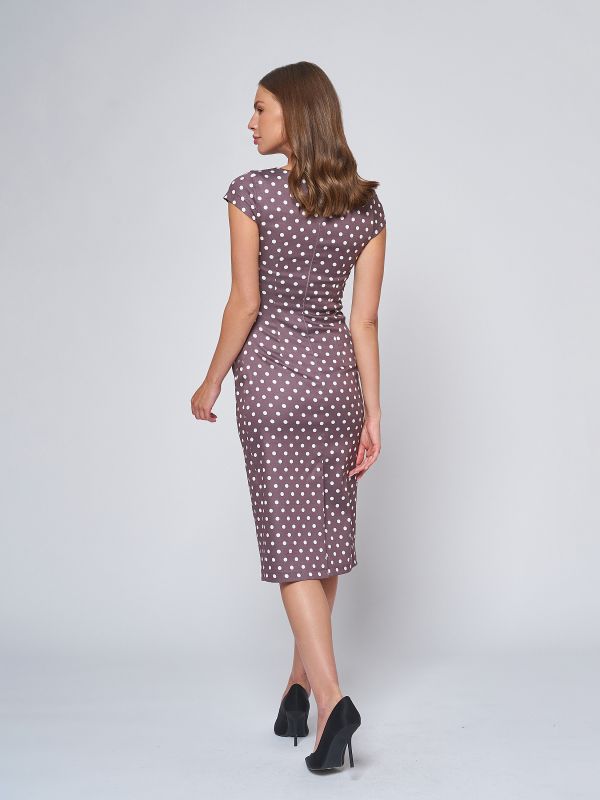 Coffee cotton polka dot dress