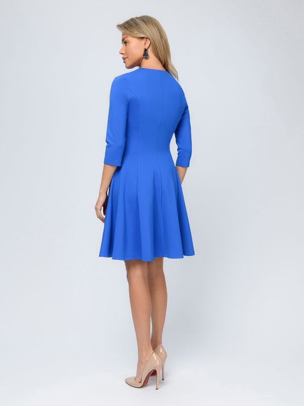 Blue mini length dress with 3/4 sleeves