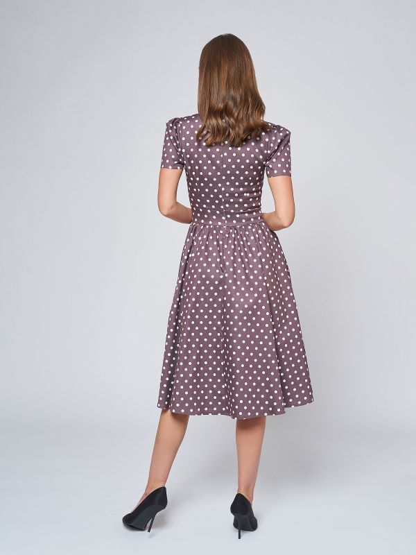 Retro beige polka dot dress