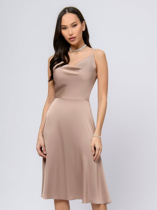 Light beige strappy midi length dress