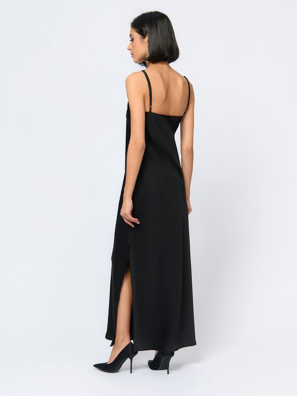 Black maxi length strappy dress