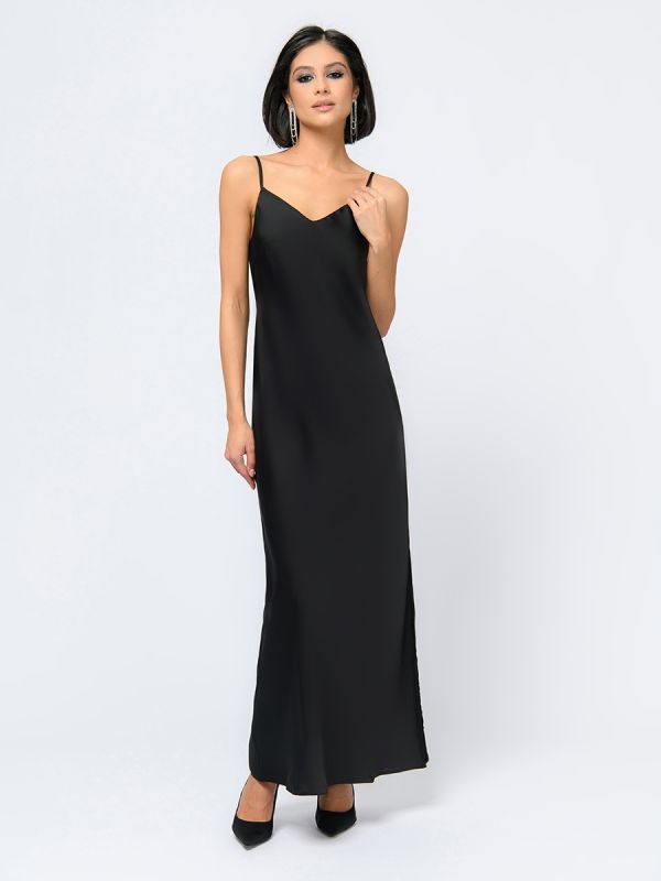 Black maxi length strappy dress