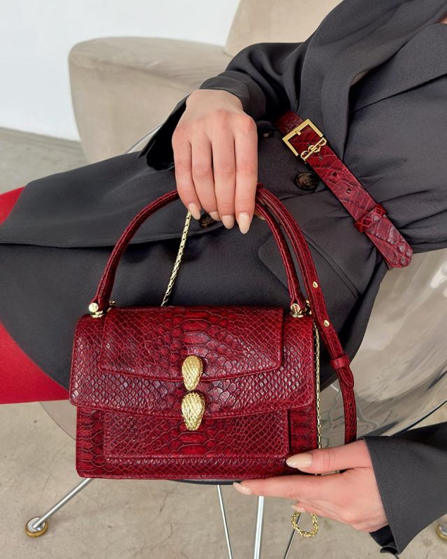 Women's Pompadour RedPython Bag