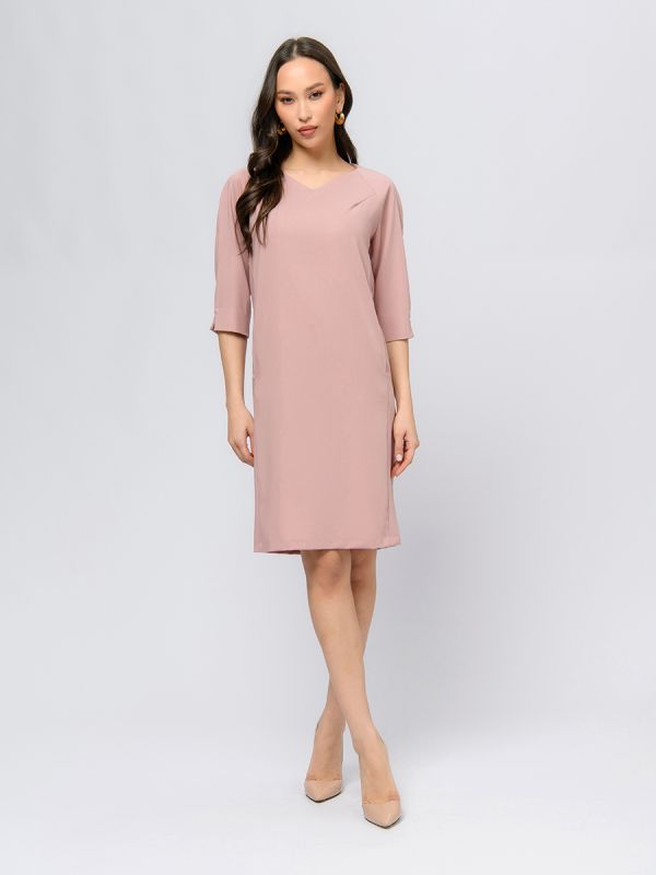 Pink color dress with 3/4 sleeves