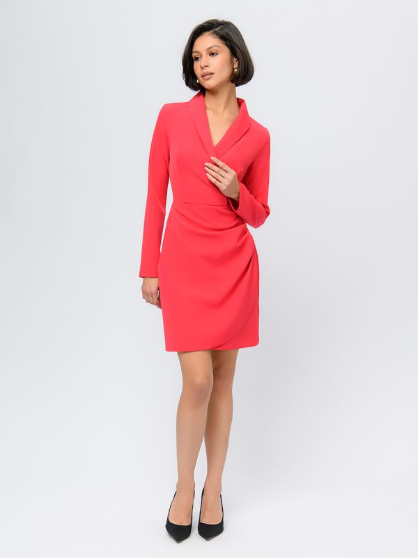 Crimson mini length dress with imitation flare