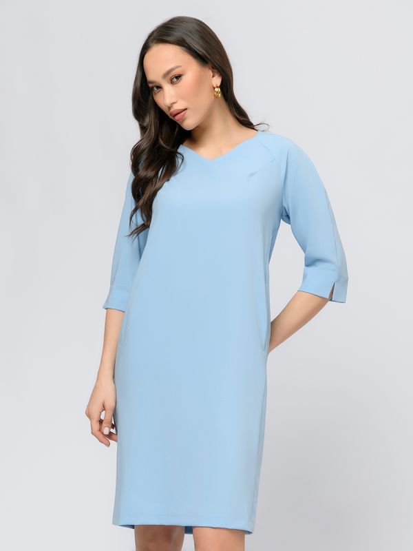 Blue color dress with 3/4 sleeves