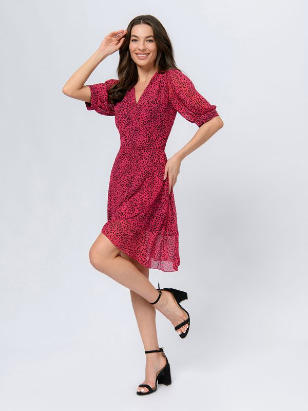 Fuchsia mini length dress with print