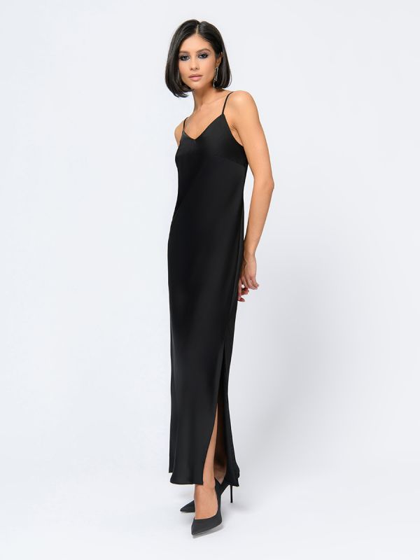 Black maxi length strappy dress