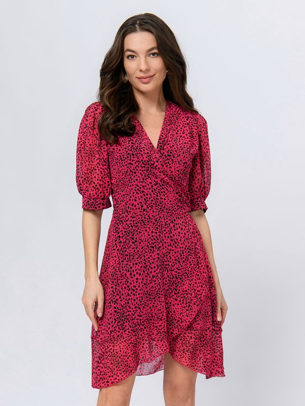 Fuchsia mini length dress with print