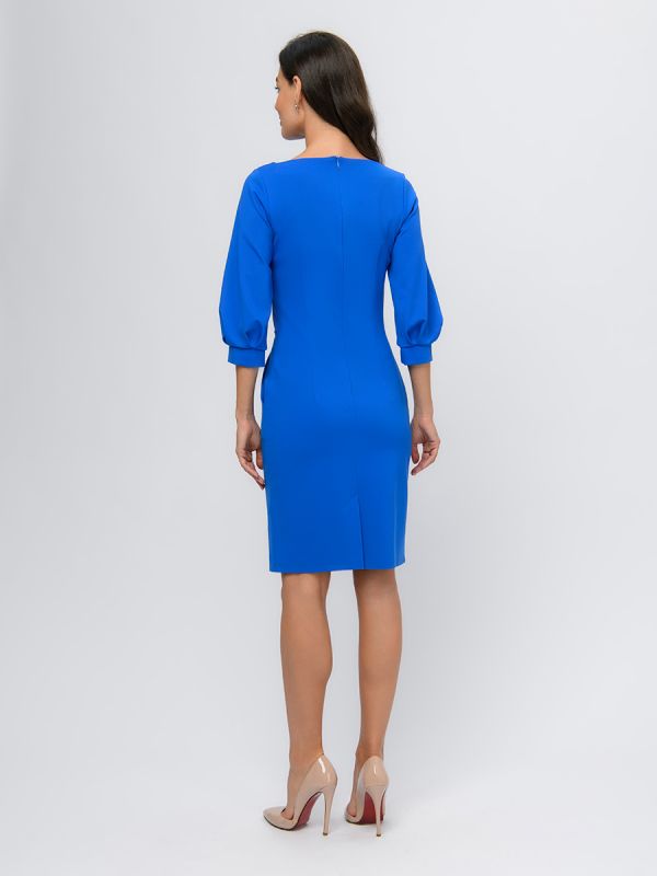 Blue mini length dress with puffed sleeves