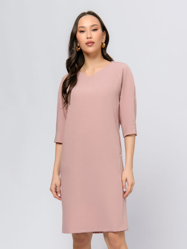 Pink color dress with 3/4 sleeves